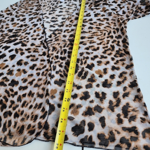 ASHLEY BLUE Women's Cover Up 3/4 Sleeve Open Front Animal Print Petite Mesh PL - Picture 10 of 12
